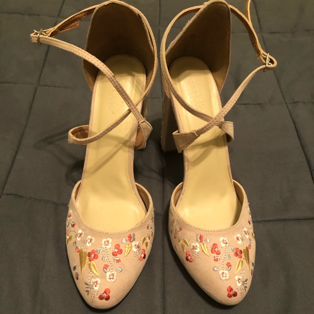 Embroidered Block Heels